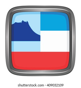 3D button Flag of Sabah state and federal territory of Malaysia. Vector illustration.