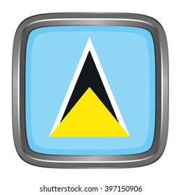 3D button Flag of Saint Lucia. Vector illustration.