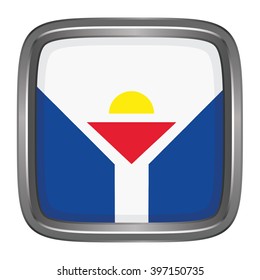 3D button Flag of Saint Martin. Vector illustration.