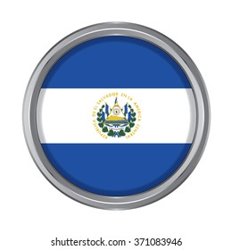 3D button Flag of Salvador. Vector illustration.