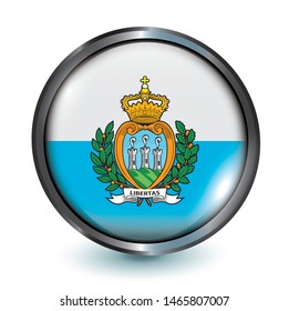 3d button with flag of san marino vector illustration 10 EPS