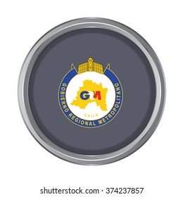 3D button Flag of Santiago Metropolitan Region of chile. Vector illustration.