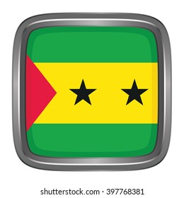 3D button Flag of Sao Tome and Principe. Vector illustration.