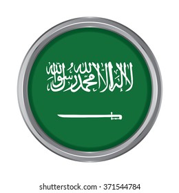 3D button Flag of Saudi Arabia. Vector illustration.