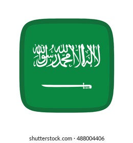 3D button Flag of Saudi Arabia. Vector illustration.