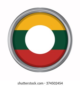 3D button Flag of Shan Districts / Regions / States of Myanmar. Vector illustration.