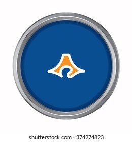 3D button Flag of Shizuoka prefecture of Japan. Vector illustration.