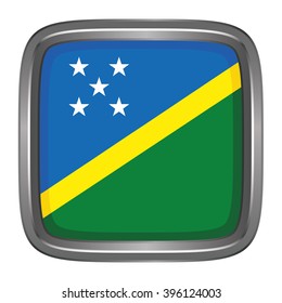 3D button Flag of Solomon Islands. Vector illustration.