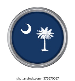 3D button Flag of South Carolina state of the United States. Vector illustration.