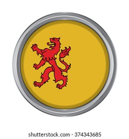 3D button Flag of South Holland provinces of Netherlands. Vector illustration.