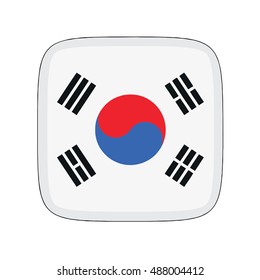 3D button Flag of South Korea. Vector illustration.