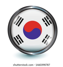 3d button with flag of southern korea vector illustration 10 EPS