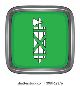 3D button Flag of St. Gallen canton of Switzerland. Vector illustration.