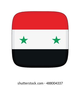 3D button Flag of Syria. Vector illustration.