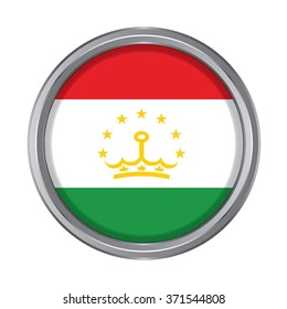3D button Flag of Tajikistan. Vector illustration.
