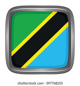 3D button Flag of Tanzania. Vector illustration.