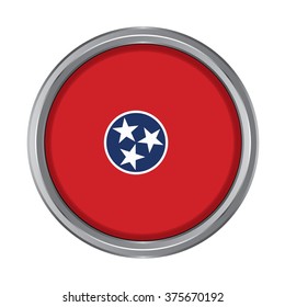 3D button Flag of Tennessee state of the United States. Vector illustration.