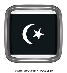 3D button Flag of Terengganu state and federal territory of Malaysia. Vector illustration.