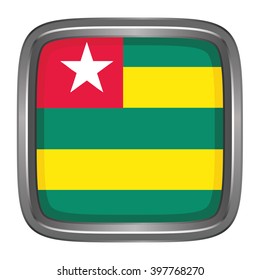 3D button Flag of Togo. Vector illustration.