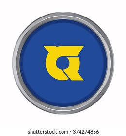 3D button Flag of Tokushima prefecture of Japan. Vector illustration.