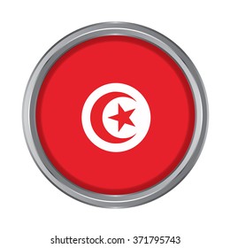 3D button Flag of Tunisia. Vector illustration.