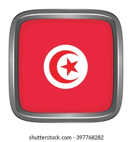 3D button Flag of Tunisia. Vector illustration.
