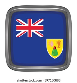 3D button Flag of Turks and Caicos Islands. Vector illustration.