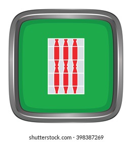 3D button Flag of Umbria regions,autonomous regions of Italy. Vector illustration.