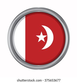 3D button Flag of Umm al-Quwain state Emirate of United Arab Emirates. Vector illustration.