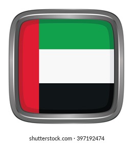 3D button Flag of United Arab Emirates. Vector illustration.