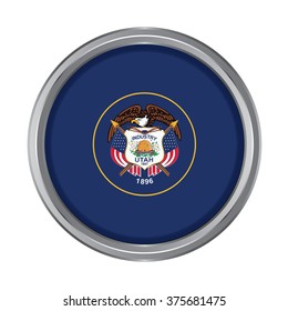 3D button Flag of Utah state of the United States. Vector illustration.
