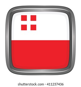 3D button Flag of Utrecht provinces of Netherlands. Vector illustration.