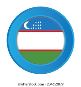 3D Button with the Flag of Uzbekistan