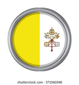 3D button Flag of Vatican. Vector illustration. 