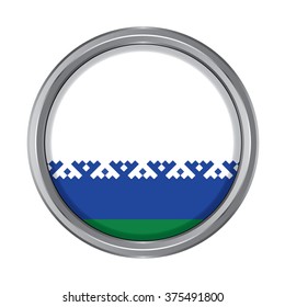 3D button Flag of Yamalo-Nenets AO republics / krays / provinces / federal cities / autonomous oblast / autonomous okrugs of Russia. Vector illustration.