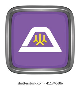 3D button Flag of Yamanashi prefecture of Japan. Vector illustration.