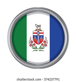 3D button Flag of Yukon Province or territory of Canada. Vector illustration.