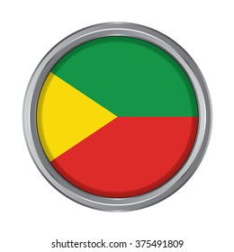 3D button Flag of Zabaykalsky Krai republics / krays / provinces / federal cities / autonomous oblast / autonomous okrugs of Russia. Vector illustration.