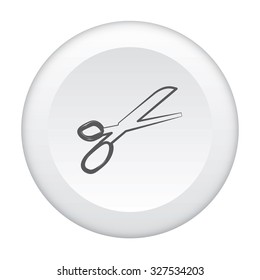 A 3D Button Icon Isolated on a White Background - Scissors
