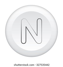 A 3D Button Icon Isolated on a White Background - N