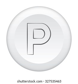 A 3D Button Icon Isolated on a White Background - Parking