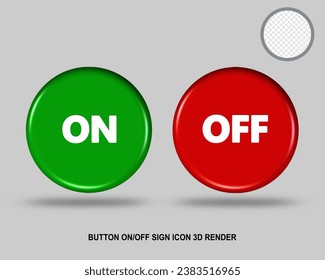 3D button on off sign icon green red color