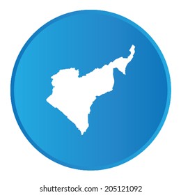 3D button with the outline of the country of Cameroon