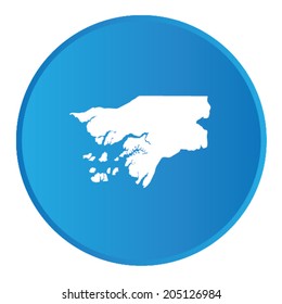 3D button with the outline of the country of Guinea Bissau