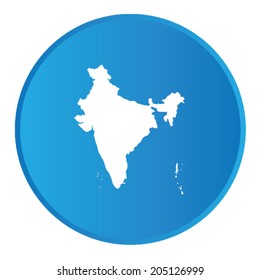 3D button with the outline of the country of India