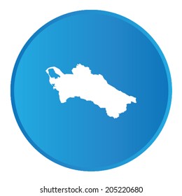 3D button with the outline of the country of Turkmenistan