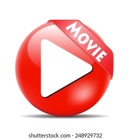 3d button with shadow and word movie