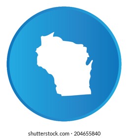 3D Button with the shape of American State - Wisconsin