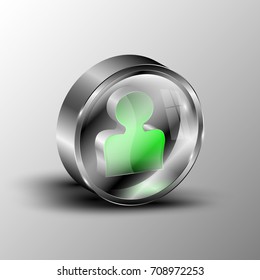 3d button with social symbol