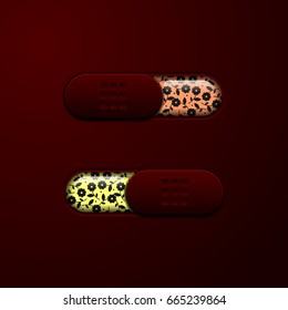 3D button switch. With creative design. With a flowers. Vector illustration.